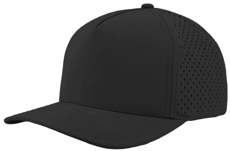 Zapped Headwear BLACKHAWK 5 - Panel Snapback Hat | Wholesale Performance Caps Black Adjustable Hats