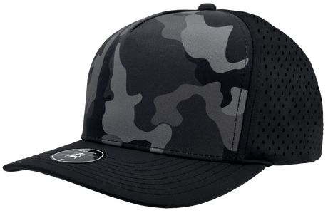 Zapped Headwear BLACKHAWK 5 - Panel Snapback Hat | Wholesale Performance Caps Black Camo Adjustable Hats