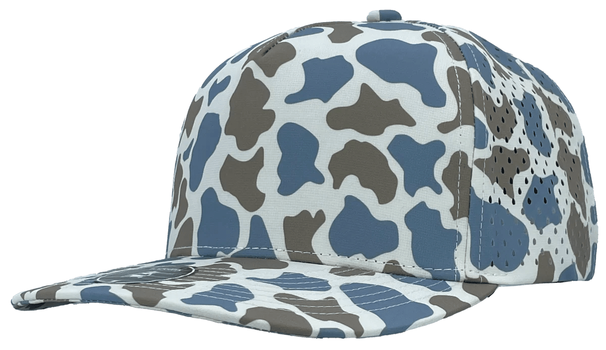 Zapped Headwear BLACKHAWK 5 - Panel Snapback Hat | Wholesale Performance Caps Blue Old School Camo Adjustable Hats