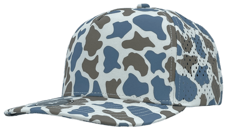 Zapped Headwear BLACKHAWK 5 - Panel Snapback Hat | Wholesale Performance Caps Blue Old School Camo Adjustable Hats