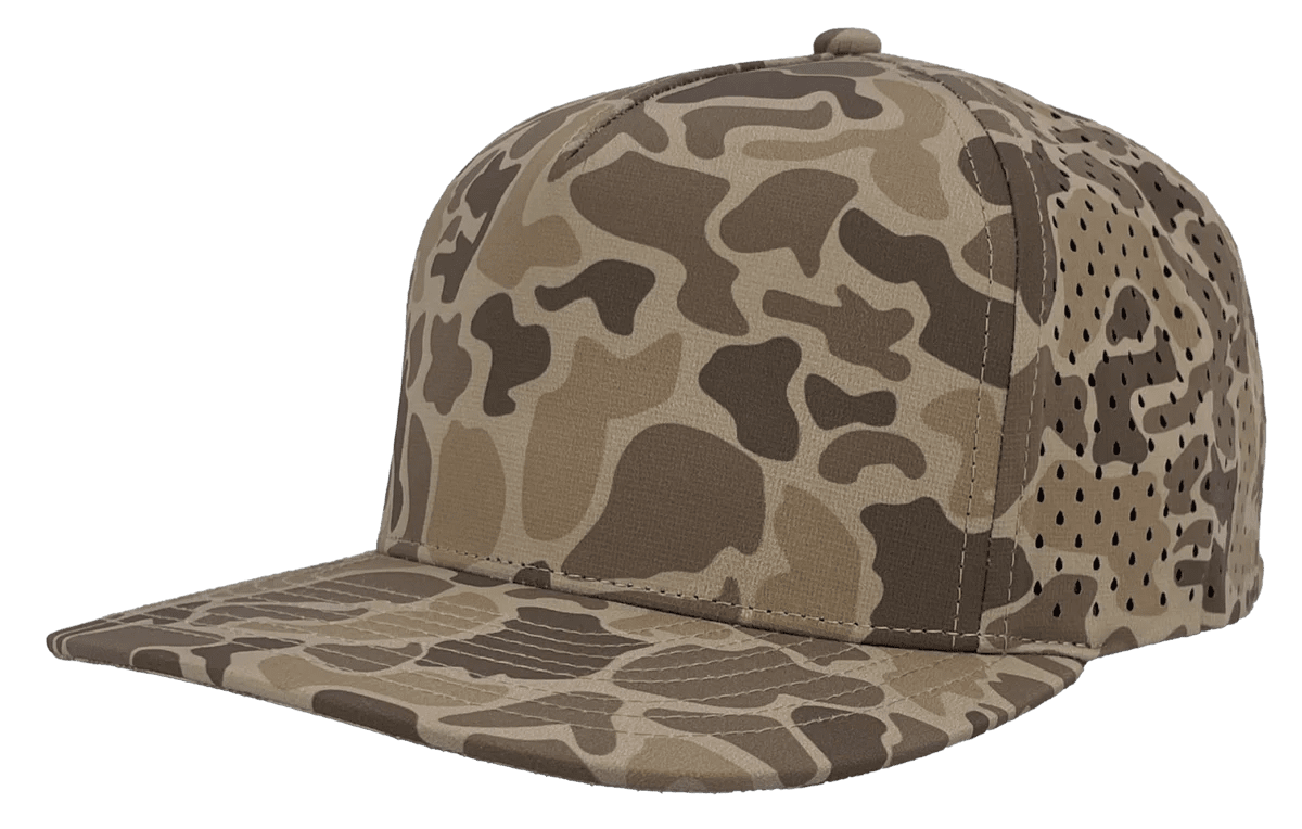 Zapped Headwear BLACKHAWK 5 - Panel Snapback Hat | Wholesale Performance Caps Brown Old School Camo Adjustable Hats