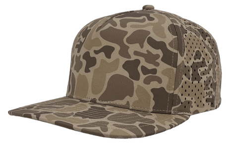 Zapped Headwear BLACKHAWK 5 - Panel Snapback Hat | Wholesale Performance Caps Brown Old School Camo Adjustable Hats