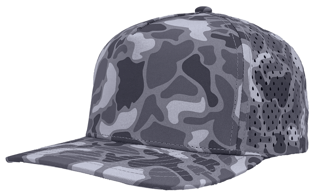 Zapped Headwear BLACKHAWK 5 - Panel Snapback Hat | Wholesale Performance Caps Grey Old School Camo Adjustable Hats