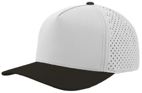 Zapped Headwear BLACKHAWK 5 - Panel Snapback Hat | Wholesale Performance Caps Off White - Black bill Adjustable Hats