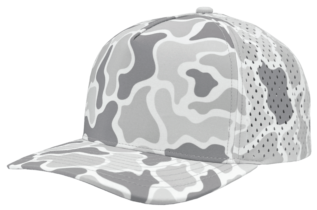 Zapped Headwear BLACKHAWK 5 - Panel Snapback Hat | Wholesale Performance Caps Old School Snow Camo Adjustable Hats