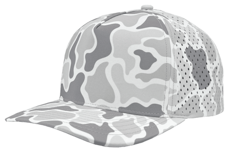 Zapped Headwear BLACKHAWK 5 - Panel Snapback Hat | Wholesale Performance Caps Old School Snow Camo Adjustable Hats