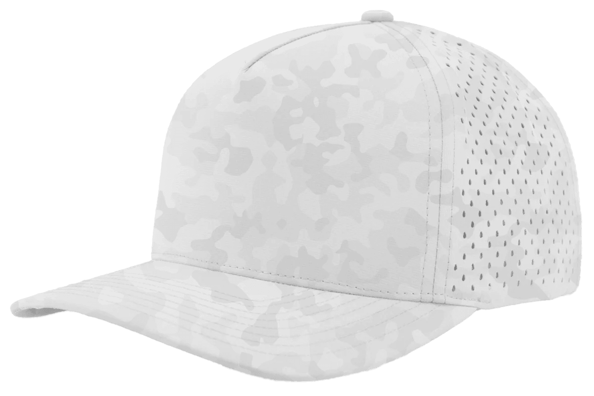 Zapped Headwear BLACKHAWK 5 - Panel Snapback Hat | Wholesale Performance Caps Snow Camo Adjustable Hats