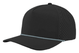 Zapped Headwear BLACKHAWK R+ 5 - Panel Rope Snapback Hat Black - Light Blue Chainlink Rope Adjustable Hats