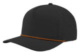 Zapped Headwear BLACKHAWK R+ 5 - Panel Rope Snapback Hat Black - Orange Chainlink Rope Adjustable Hats