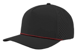 Zapped Headwear BLACKHAWK R+ 5 - Panel Rope Snapback Hat Black - Red Chainlink Rope Adjustable Hats