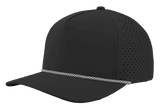Zapped Headwear BLACKHAWK R+ 5 - Panel Rope Snapback Hat Black - White Chainlink Rope Adjustable Hats