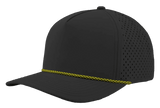 Zapped Headwear BLACKHAWK R+ 5 - Panel Rope Snapback Hat Black - Yellow Chainlink Rope Adjustable Hats