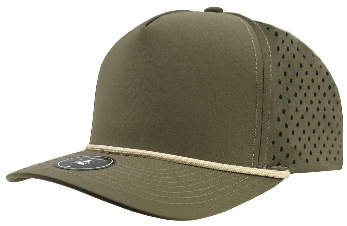 Zapped Headwear BLACKHAWK R+ 5 - Panel Rope Snapback Hat Dark Olive - Khaki Adjustable Hats