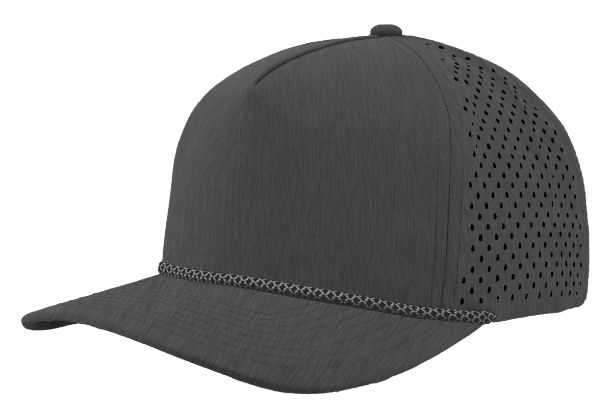 Zapped Headwear BLACKHAWK R+ 5 - Panel Rope Snapback Hat Graphite - Grey Chainlink Rope Adjustable Hats