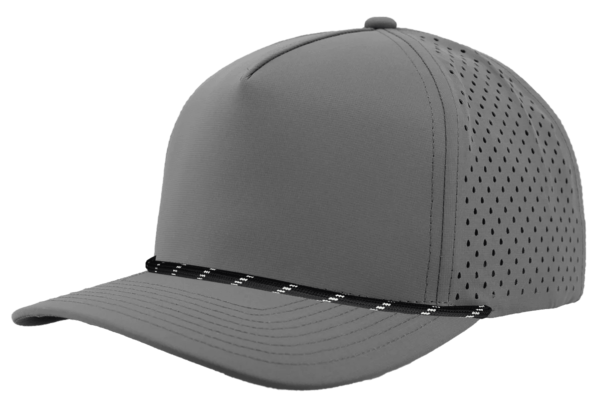 Zapped Headwear BLACKHAWK R+ 5 - Panel Rope Snapback Hat Grey - Black Twisted Rope Adjustable Hats