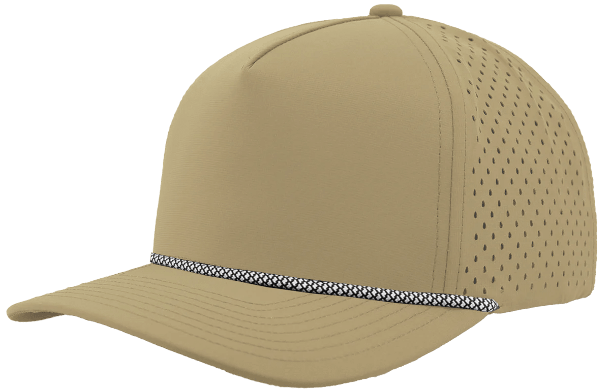 Zapped Headwear BLACKHAWK R+ 5 - Panel Rope Snapback Hat Khaki - White Chainlink Rope Adjustable Hats