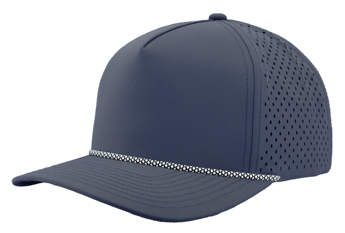 Zapped Headwear BLACKHAWK R+ 5 - Panel Rope Snapback Hat Light Navy - Black/White Chainlink Rope Adjustable Hats