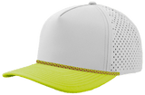 Zapped Headwear BLACKHAWK R+ 5 - Panel Rope Snapback Hat Off White - Mellow Green Bill - Green/Red Chainlink Adjustable Hats