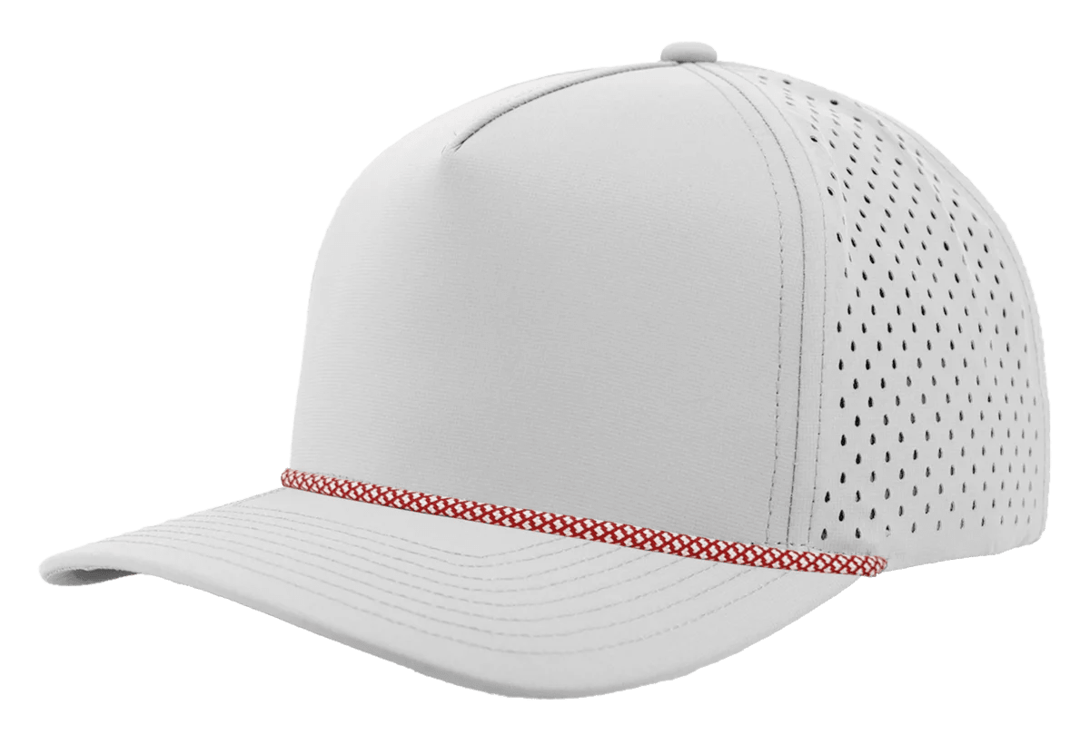 Zapped Headwear BLACKHAWK R+ 5 - Panel Rope Snapback Hat Off White - Red Chainlink Rope Adjustable Hats