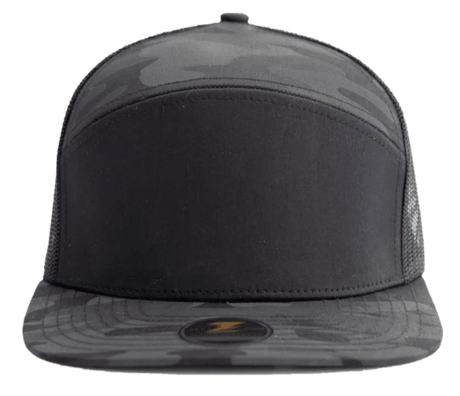 Zapped Headwear COBRA 7 - Panel Snapback Hat | Wholesale Performance Caps Black Camo - Black Adjustable Hats