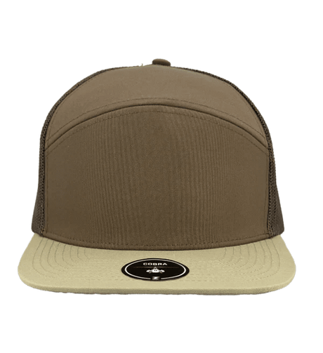 Zapped Headwear COBRA 7 - Panel Snapback Hat | Wholesale Performance Caps Brown - Khaki bill Adjustable Hats