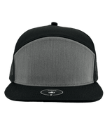 Zapped Headwear COBRA 7 - Panel Snapback Hat | Wholesale Performance Caps Heather Grey - Black Adjustable Hats