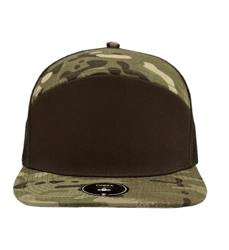 Zapped Headwear COBRA 7 - Panel Snapback Hat | Wholesale Performance Caps Multicam - Brown Adjustable Hats