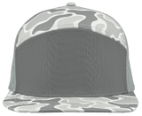 Zapped Headwear COBRA 7 - Panel Snapback Hat | Wholesale Performance Caps Old School Snow Camo - Grey Adjustable Hats
