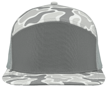 Zapped Headwear COBRA 7 - Panel Snapback Hat | Wholesale Performance Caps Old School Snow Camo - Grey Adjustable Hats