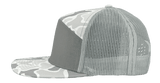 Zapped Headwear COBRA 7 - Panel Snapback Hat | Wholesale Performance Caps Old School Snow Camo - Grey Adjustable Hats