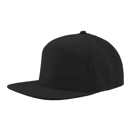 Zapped Headwear OSPREY 7 - Panel Snapback Hat | Wholesale Performance Caps Black Adjustable Hats