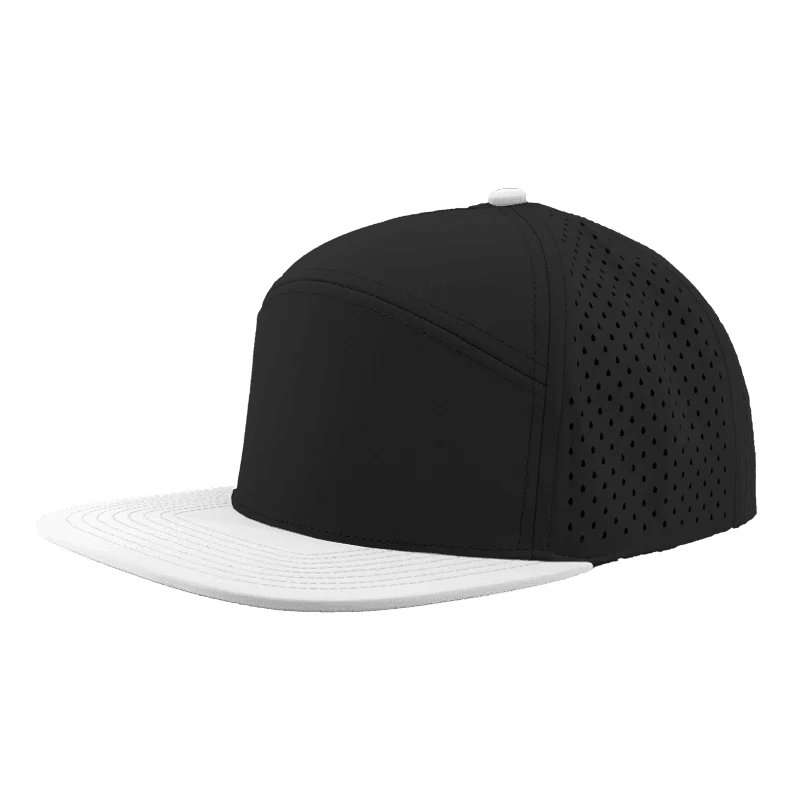 Zapped Headwear OSPREY 7 - Panel Snapback Hat | Wholesale Performance Caps Black - Off White bill Adjustable Hats