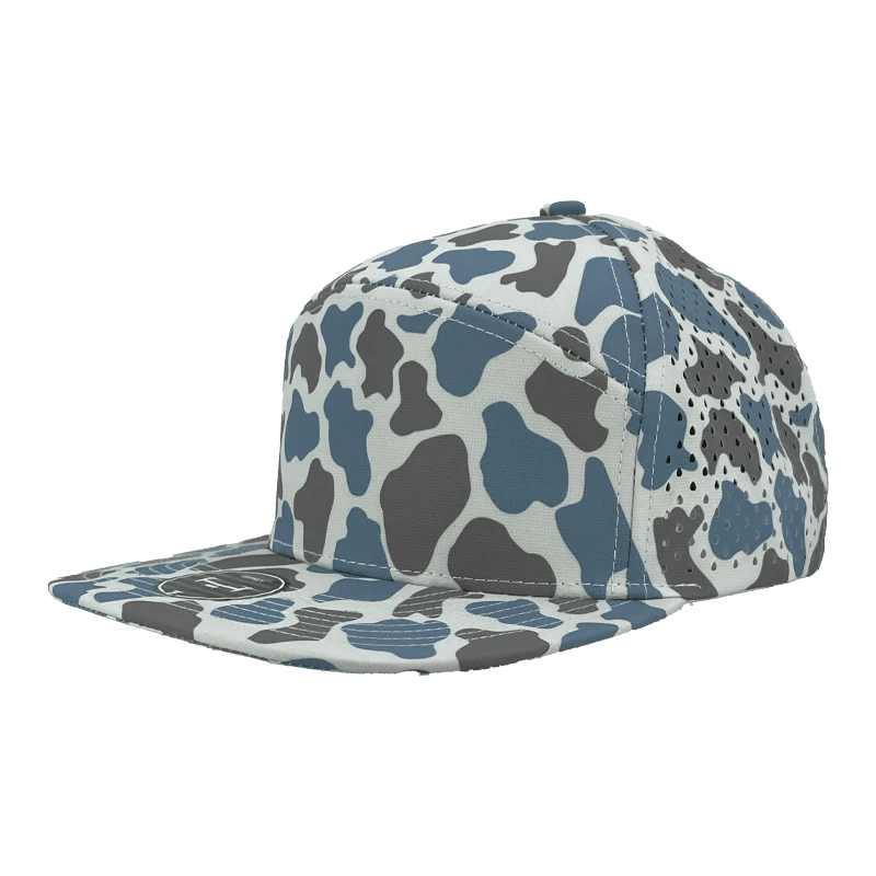 Zapped Headwear OSPREY 7 - Panel Snapback Hat | Wholesale Performance Caps Blue Old School Camo Adjustable Hats
