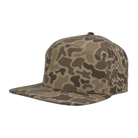 Zapped Headwear OSPREY 7 - Panel Snapback Hat | Wholesale Performance Caps Brown Old School Camo Adjustable Hats