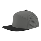 Zapped Headwear OSPREY 7 - Panel Snapback Hat | Wholesale Performance Caps Grey - Black bill Adjustable Hats
