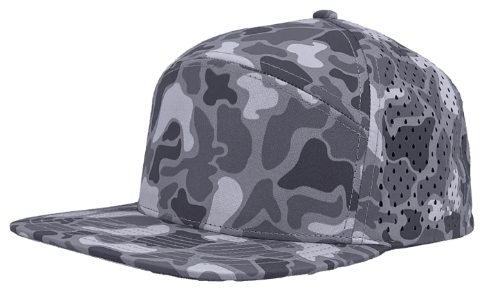 Zapped Headwear OSPREY 7 - Panel Snapback Hat | Wholesale Performance Caps Grey Old School Camo Adjustable Hats