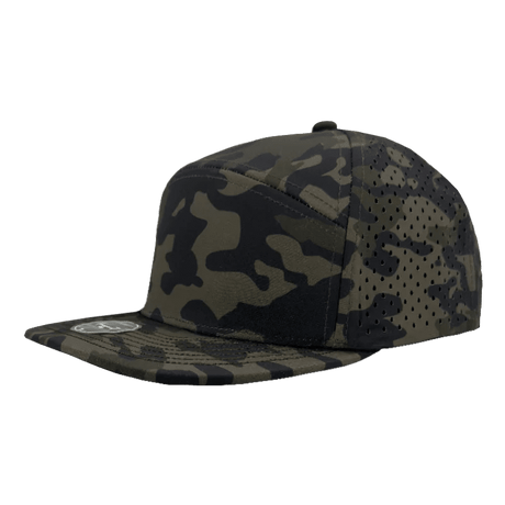Zapped Headwear OSPREY 7 - Panel Snapback Hat | Wholesale Performance Caps Olive Camo Adjustable Hats
