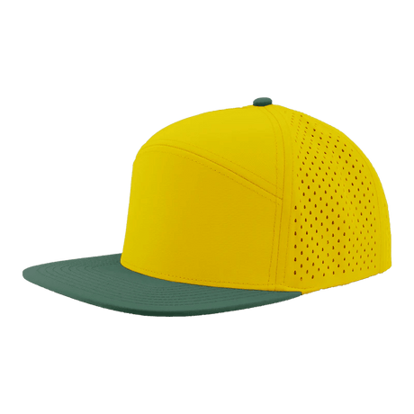 Zapped Headwear OSPREY 7 - Panel Snapback Hat | Wholesale Performance Caps Yellow - Green Golf bill Adjustable Hats