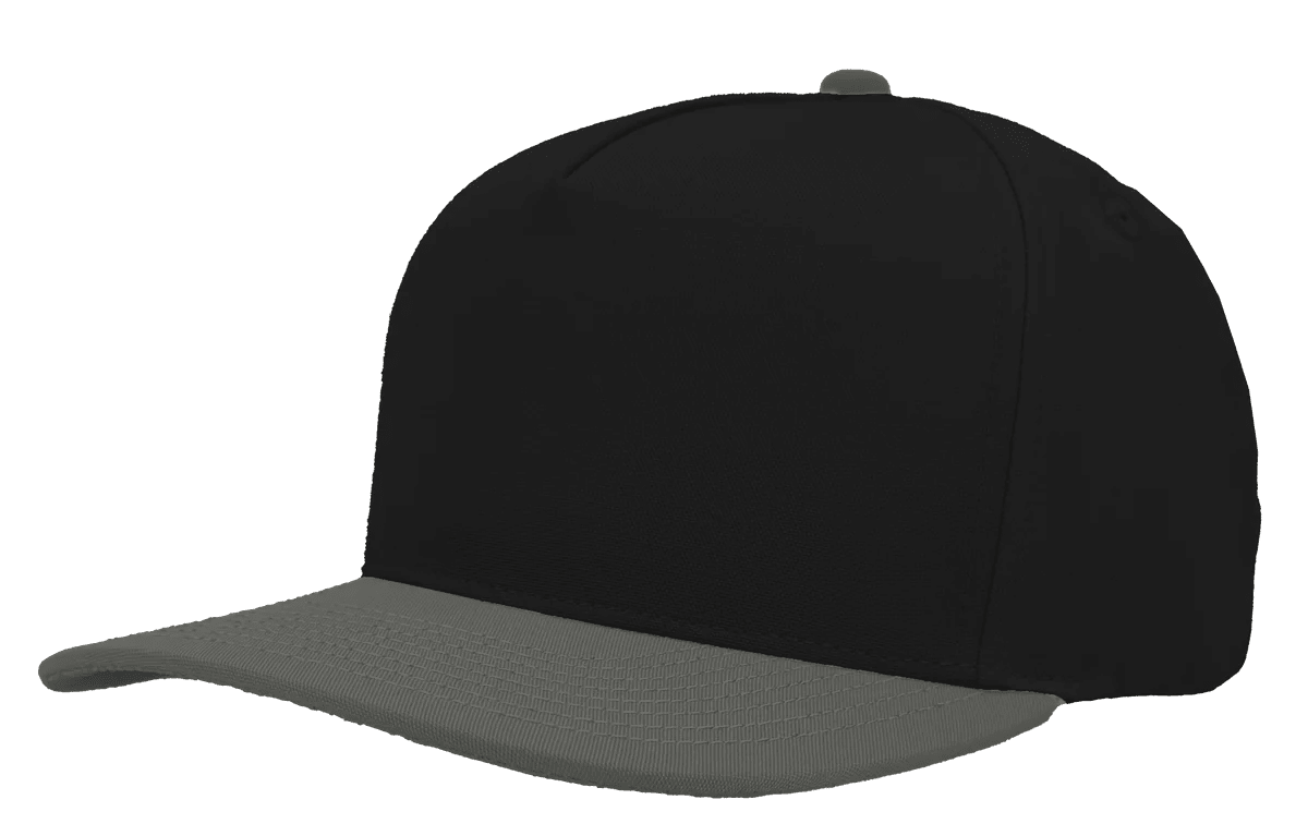 Zapped Headwear PATRIOT 5 - Panel Classic Snapback Hat | Wholesale Canvas Caps Black/ Grey Adjustable 5 - Panel Caps