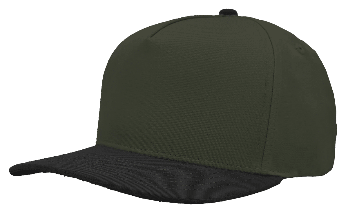 Zapped Headwear PATRIOT 5 - Panel Classic Snapback Hat | Wholesale Canvas Caps Loden/ Black Adjustable 5 - Panel Caps