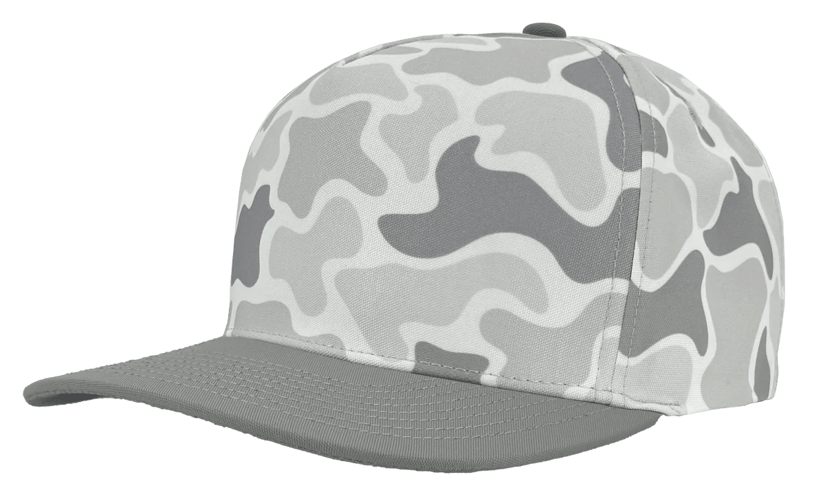 Zapped Headwear PATRIOT 5 - Panel Classic Snapback Hat | Wholesale Canvas Caps Snow Old School Camo/ Grey Bill Adjustable 5 - Panel Caps
