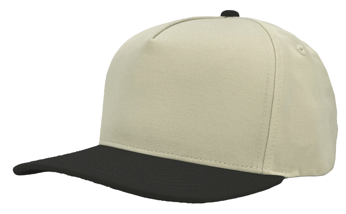 Zapped Headwear PATRIOT 5 - Panel Classic Snapback Hat | Wholesale Canvas Caps Vintage White/ Black Adjustable 5 - Panel Caps