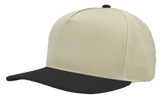 Zapped Headwear PATRIOT 5 - Panel Classic Snapback Hat | Wholesale Canvas Caps Vintage White/ Black Adjustable 5 - Panel Caps