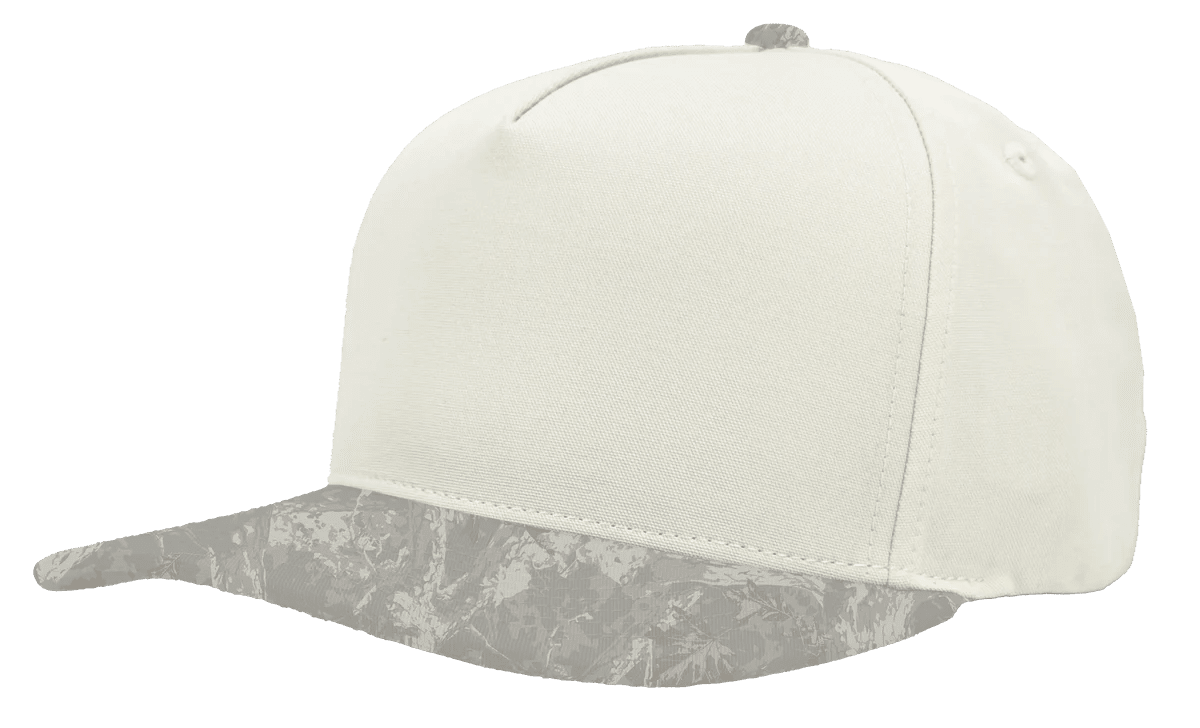 Zapped Headwear PATRIOT 5 - Panel Classic Snapback Hat | Wholesale Canvas Caps Vintage White/ Deadwood Tree Camo Adjustable 5 - Panel Caps