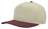 Zapped Headwear PATRIOT 5 - Panel Classic Snapback Hat | Wholesale Canvas Caps Vintage White/ Maroon Adjustable 5 - Panel Caps