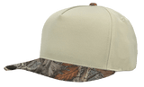 Zapped Headwear PATRIOT 5 - Panel Classic Snapback Hat | Wholesale Canvas Caps Vintage White/ Oak Camo Adjustable 5 - Panel Caps