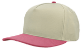 Zapped Headwear PATRIOT 5 - Panel Classic Snapback Hat | Wholesale Canvas Caps Vintage White/ Pink Adjustable 5 - Panel Caps