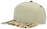 Zapped Headwear PATRIOT 5 - Panel Classic Snapback Hat | Wholesale Canvas Caps Vintage White/ Tan Old School Camo Adjustable 5 - Panel Caps