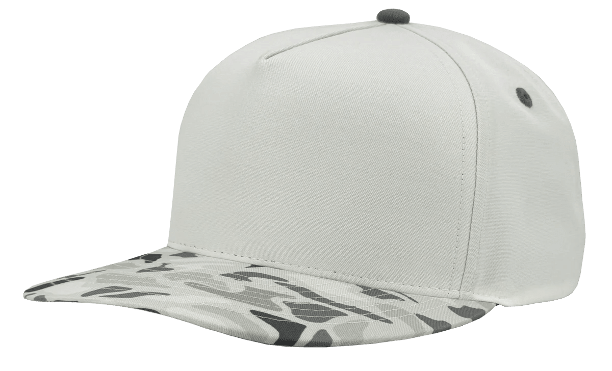 Zapped Headwear PATRIOT 5 - Panel Classic Snapback Hat | Wholesale Canvas Caps White/ Grey Old School Camo Adjustable 5 - Panel Caps
